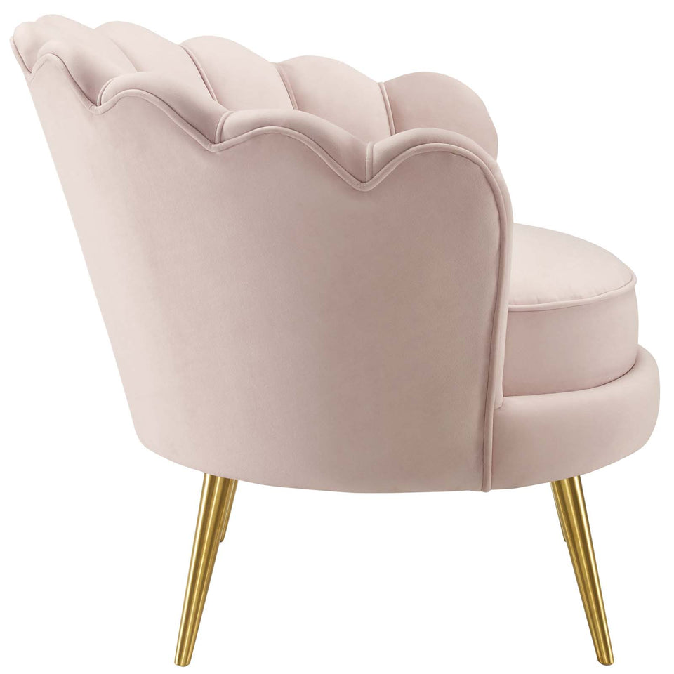 Admire Scalloped Edge Performance Velvet Accent Armchair.