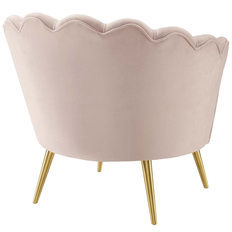 Admire Scalloped Edge Performance Velvet Accent Armchair.