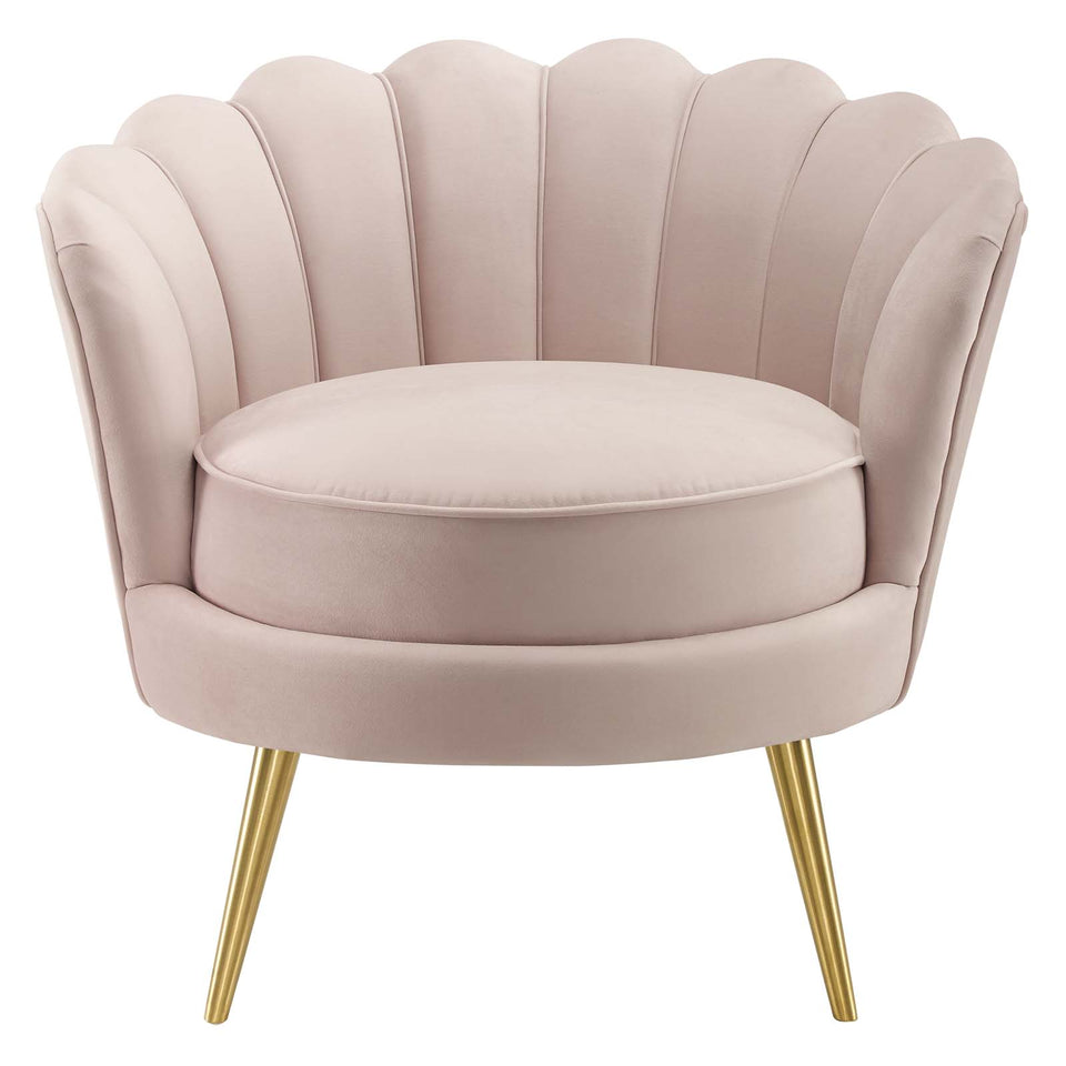 Admire Scalloped Edge Performance Velvet Accent Armchair.