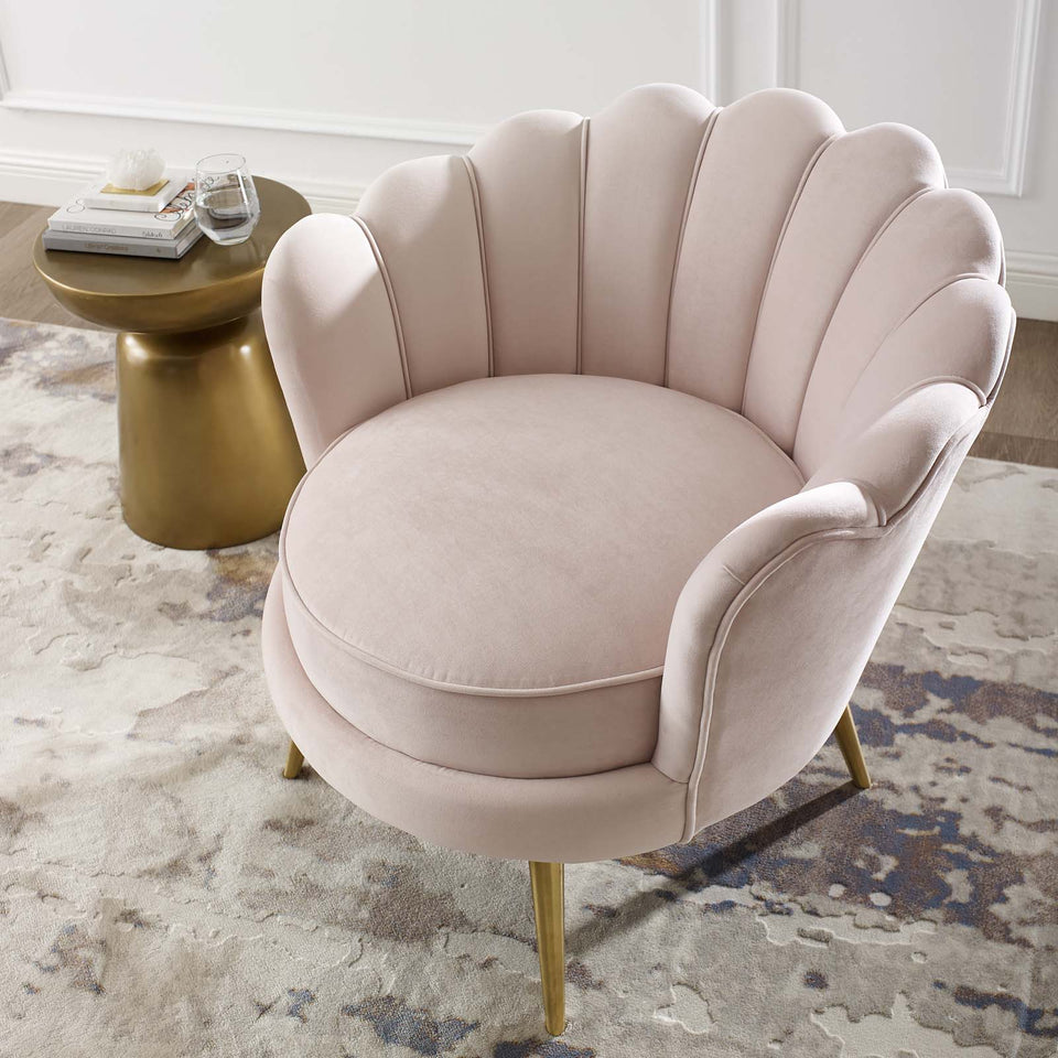 Admire Scalloped Edge Performance Velvet Accent Armchair.