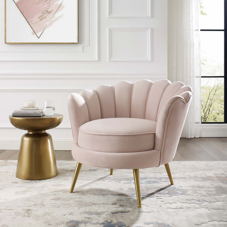 Admire Scalloped Edge Performance Velvet Accent Armchair.