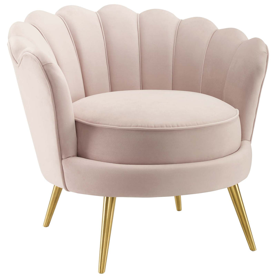 Admire Scalloped Edge Performance Velvet Accent Armchair.