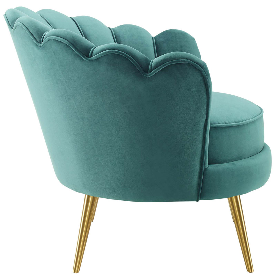 Admire Scalloped Edge Performance Velvet Accent Armchair.
