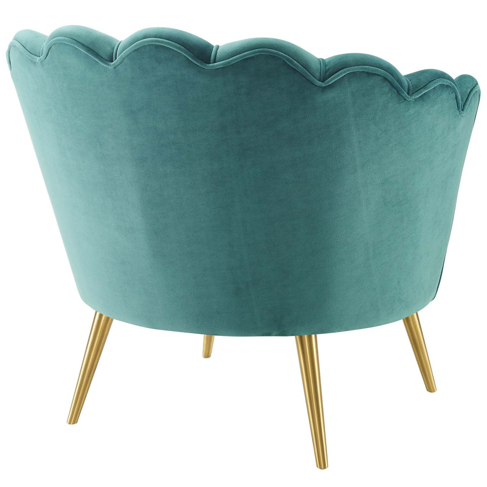 Admire Scalloped Edge Performance Velvet Accent Armchair.