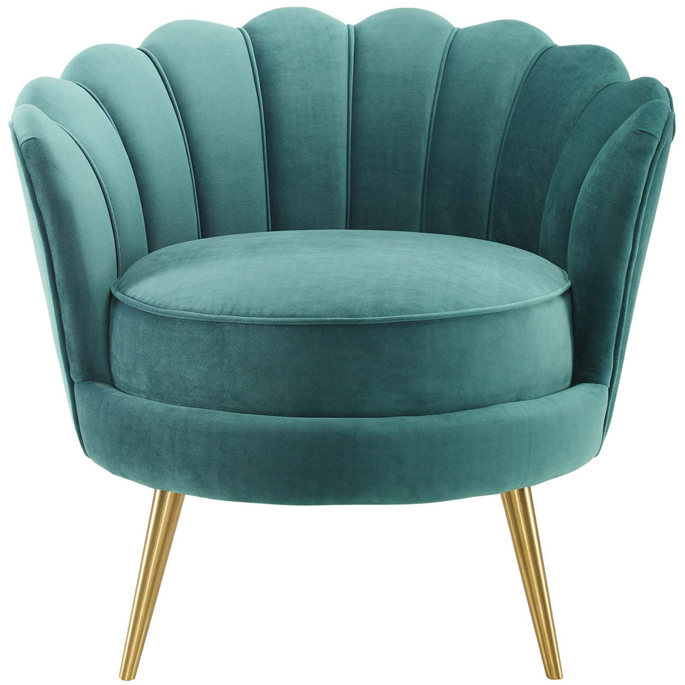 Admire Scalloped Edge Performance Velvet Accent Armchair.