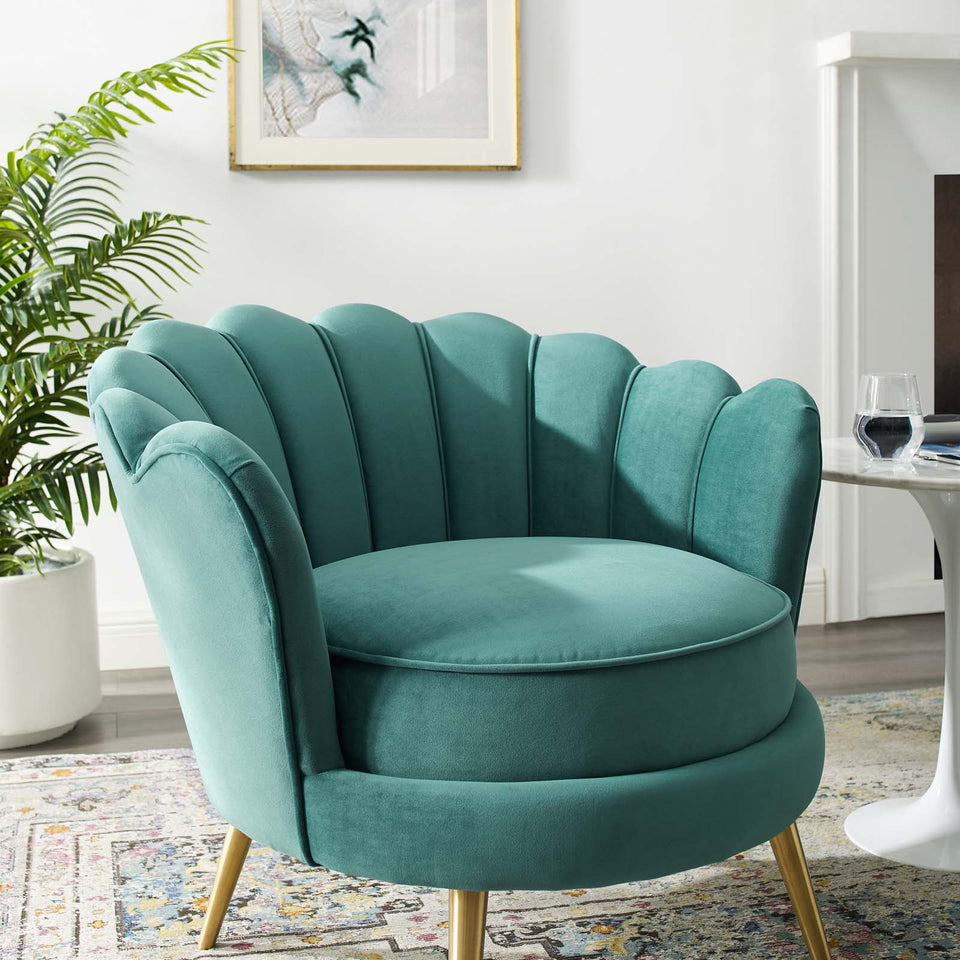 Admire Scalloped Edge Performance Velvet Accent Armchair.