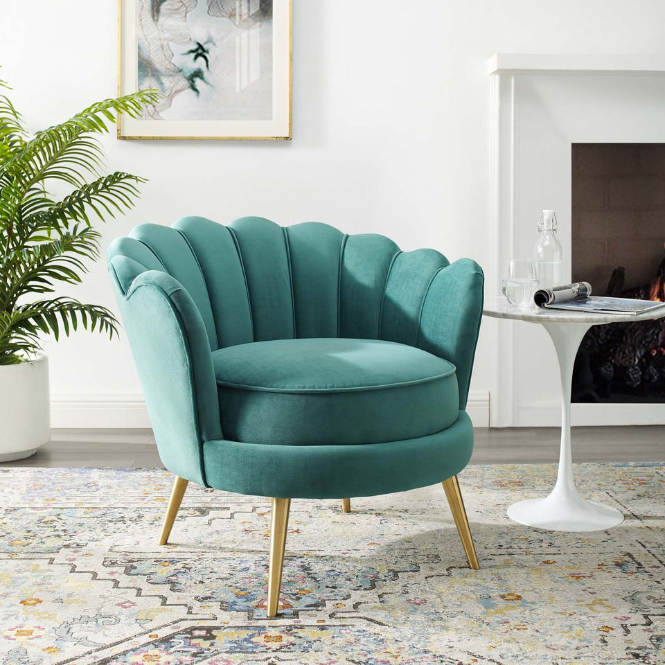 Admire Scalloped Edge Performance Velvet Accent Armchair.