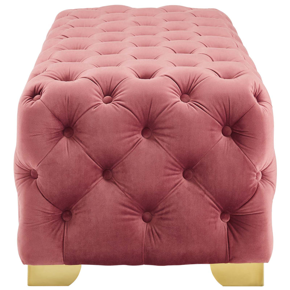 Sensible Button Tufted Performance Velvet Bench.