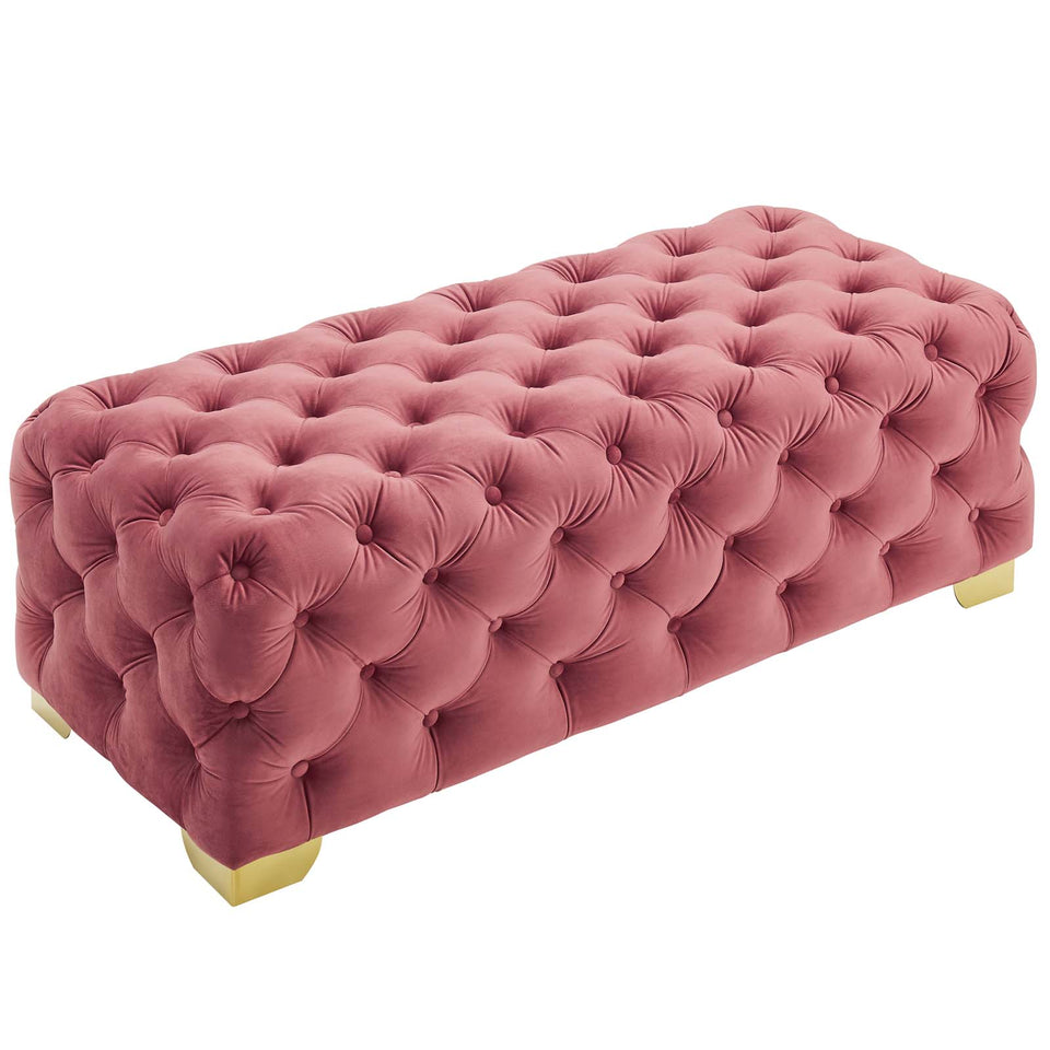 Sensible Button Tufted Performance Velvet Bench.