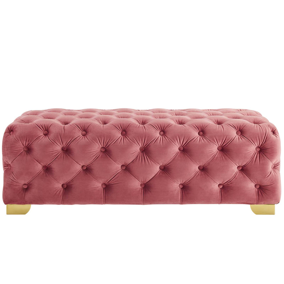 Sensible Button Tufted Performance Velvet Bench.