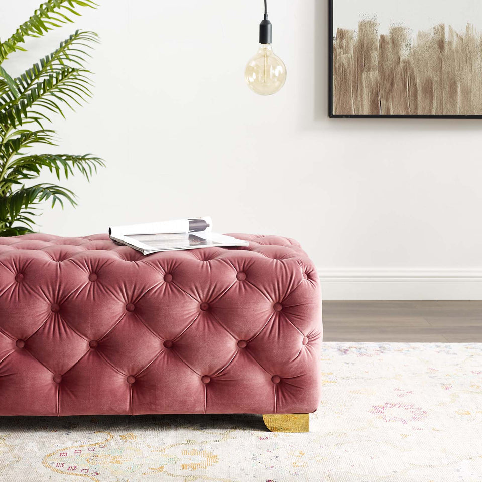 Sensible Button Tufted Performance Velvet Bench.