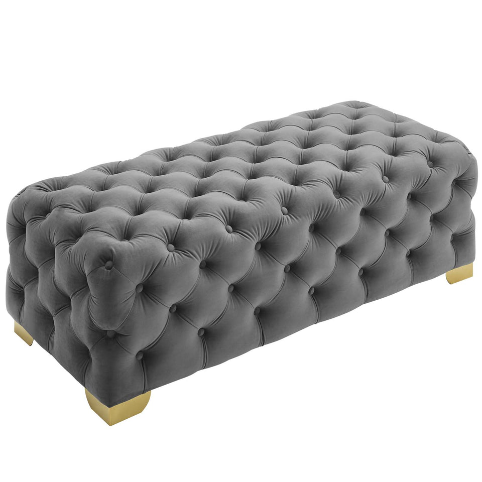 Sensible Button Tufted Performance Velvet Bench.