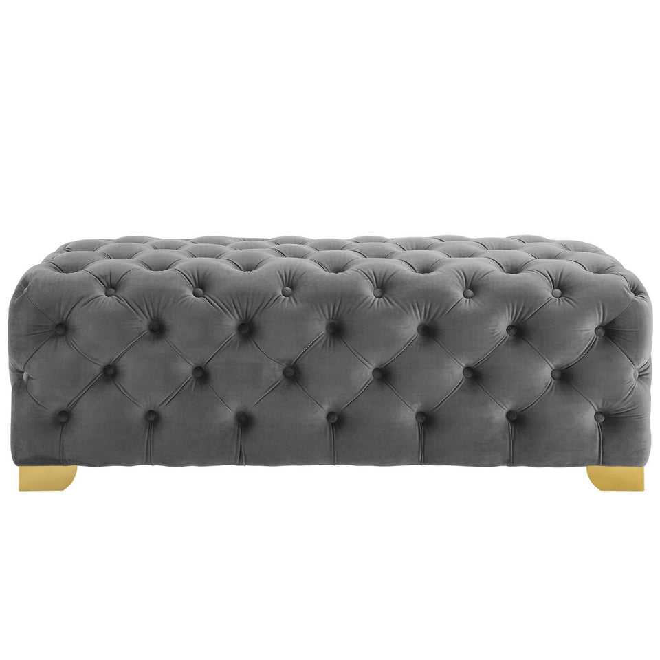 Sensible Button Tufted Performance Velvet Bench.