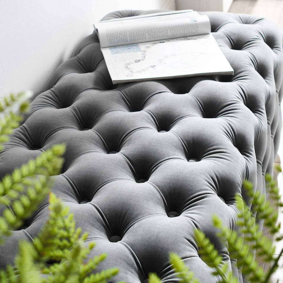 Sensible Button Tufted Performance Velvet Bench.