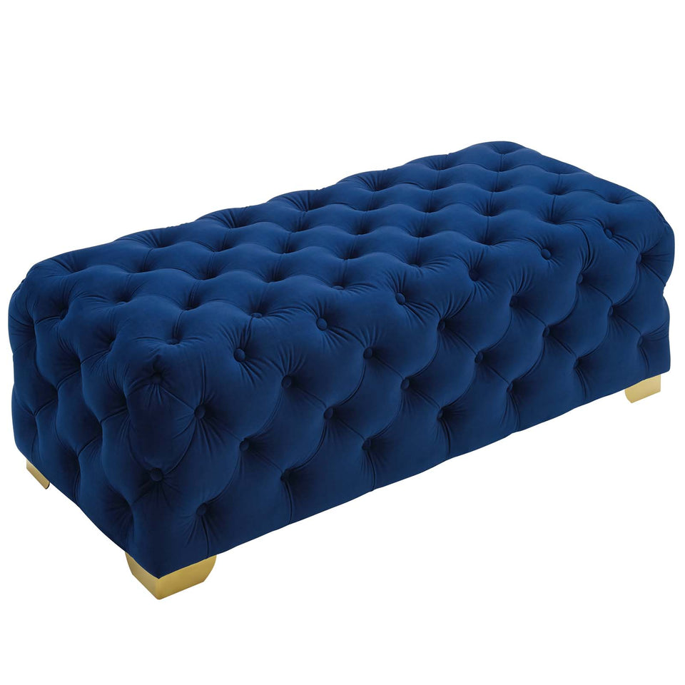 Sensible Button Tufted Performance Velvet Bench.