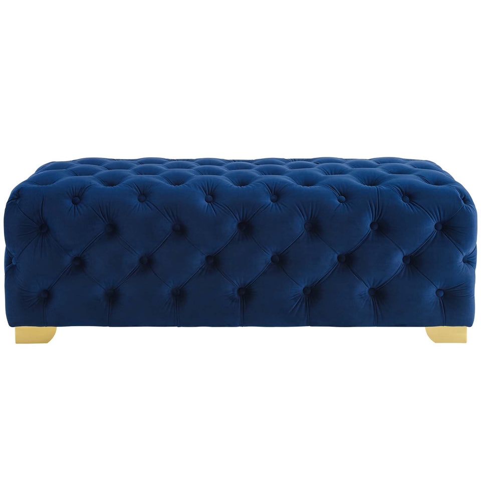 Sensible Button Tufted Performance Velvet Bench.