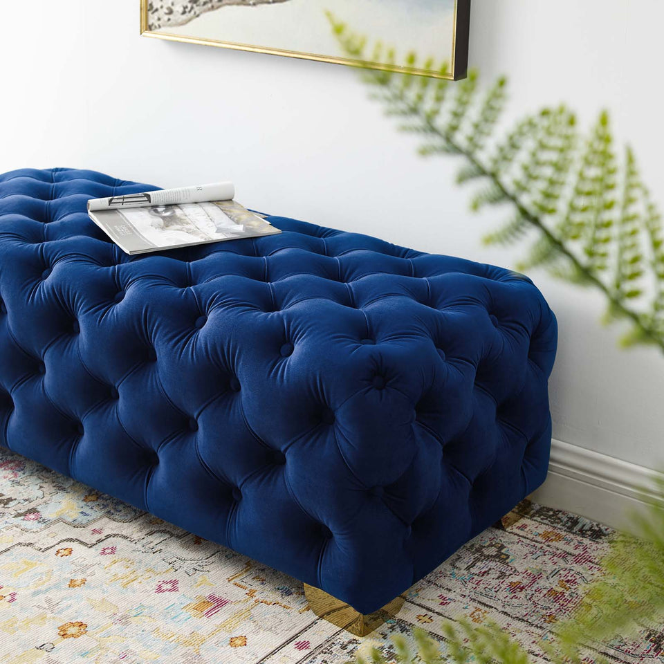 Sensible Button Tufted Performance Velvet Bench.