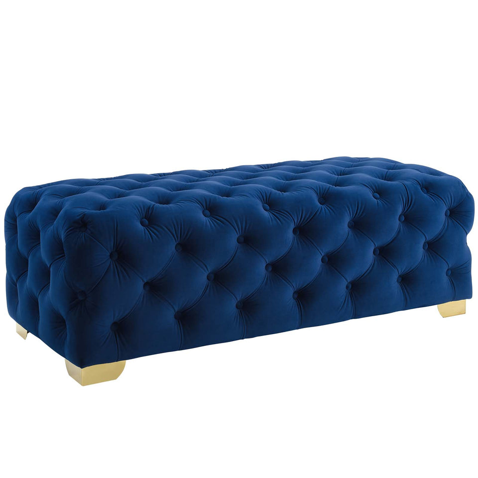 Sensible Button Tufted Performance Velvet Bench.