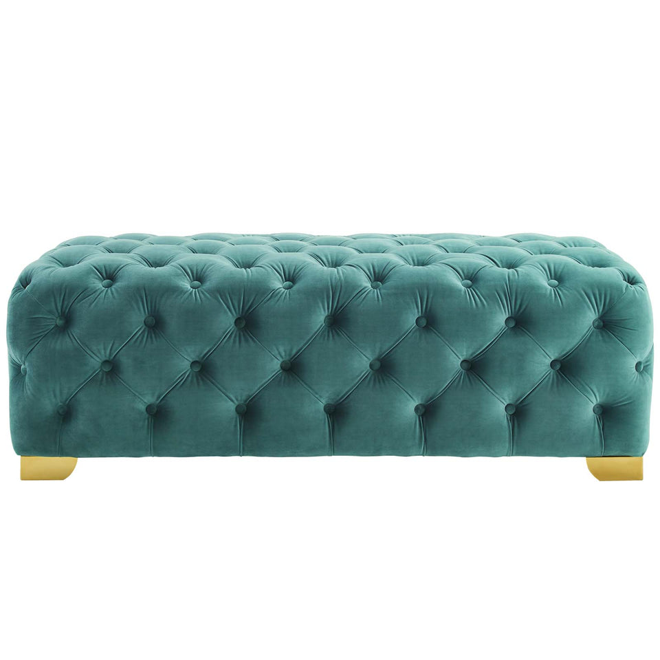 Sensible Button Tufted Performance Velvet Bench.