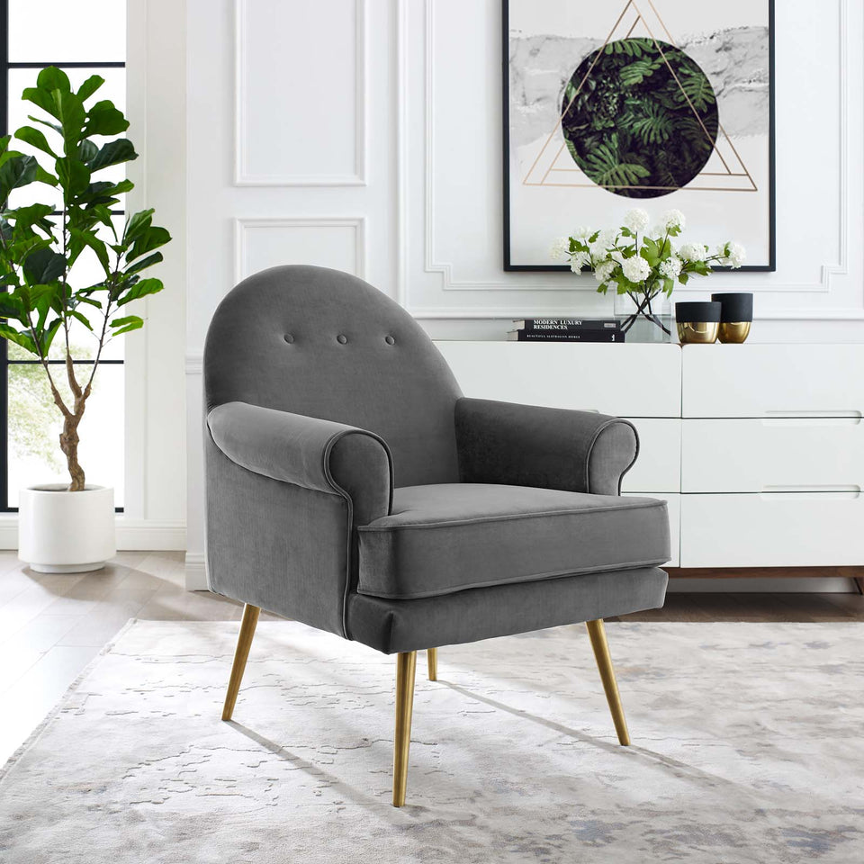 Revive Tufted Button Accent Performance Velvet Armchair.