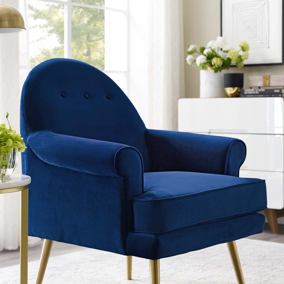 Revive Tufted Button Accent Performance Velvet Armchair.