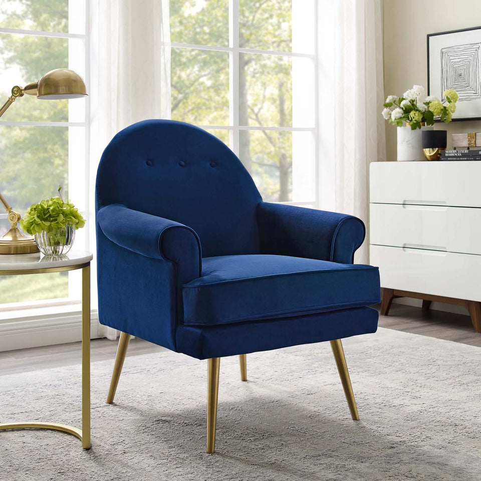Revive Tufted Button Accent Performance Velvet Armchair.