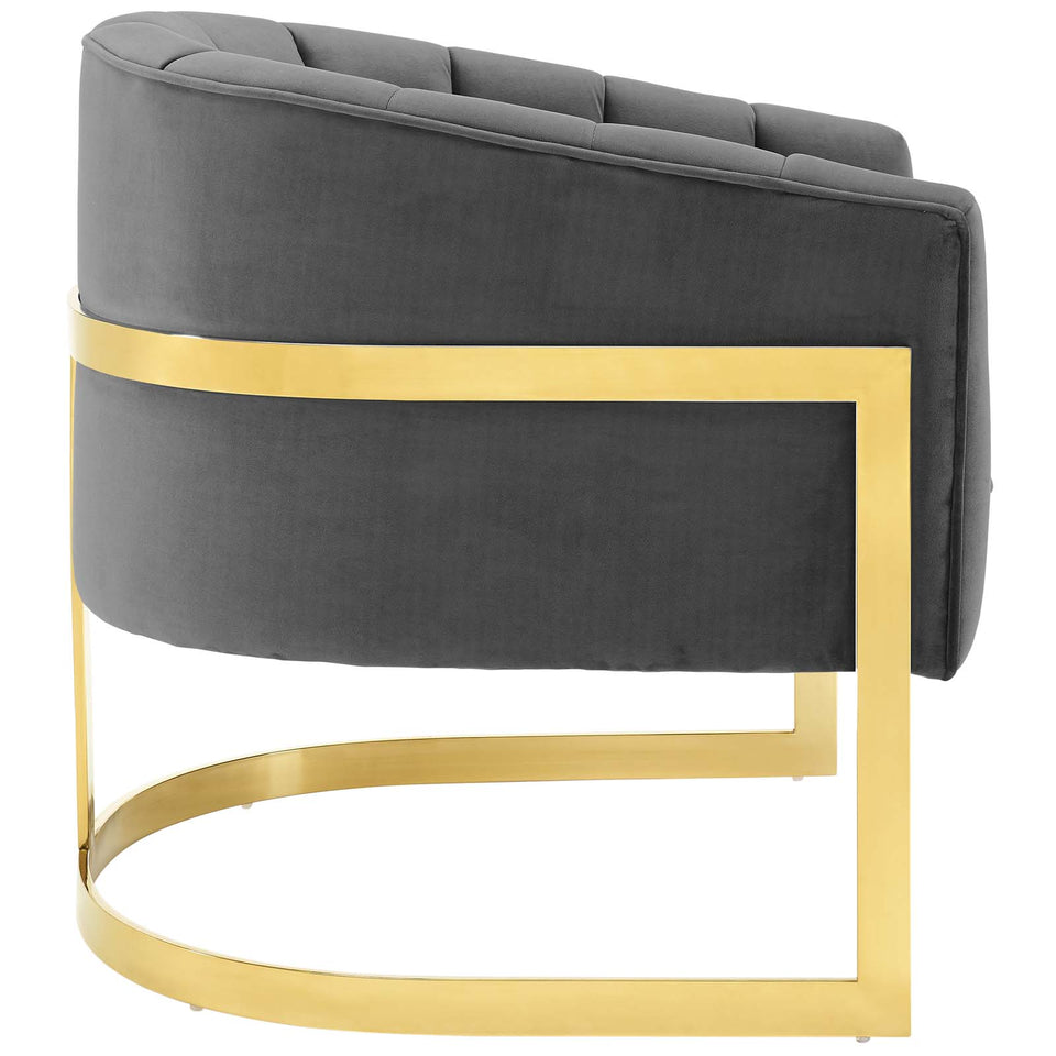 Esteem Vertical Channel Tufted Performance Velvet Accent Armchair.