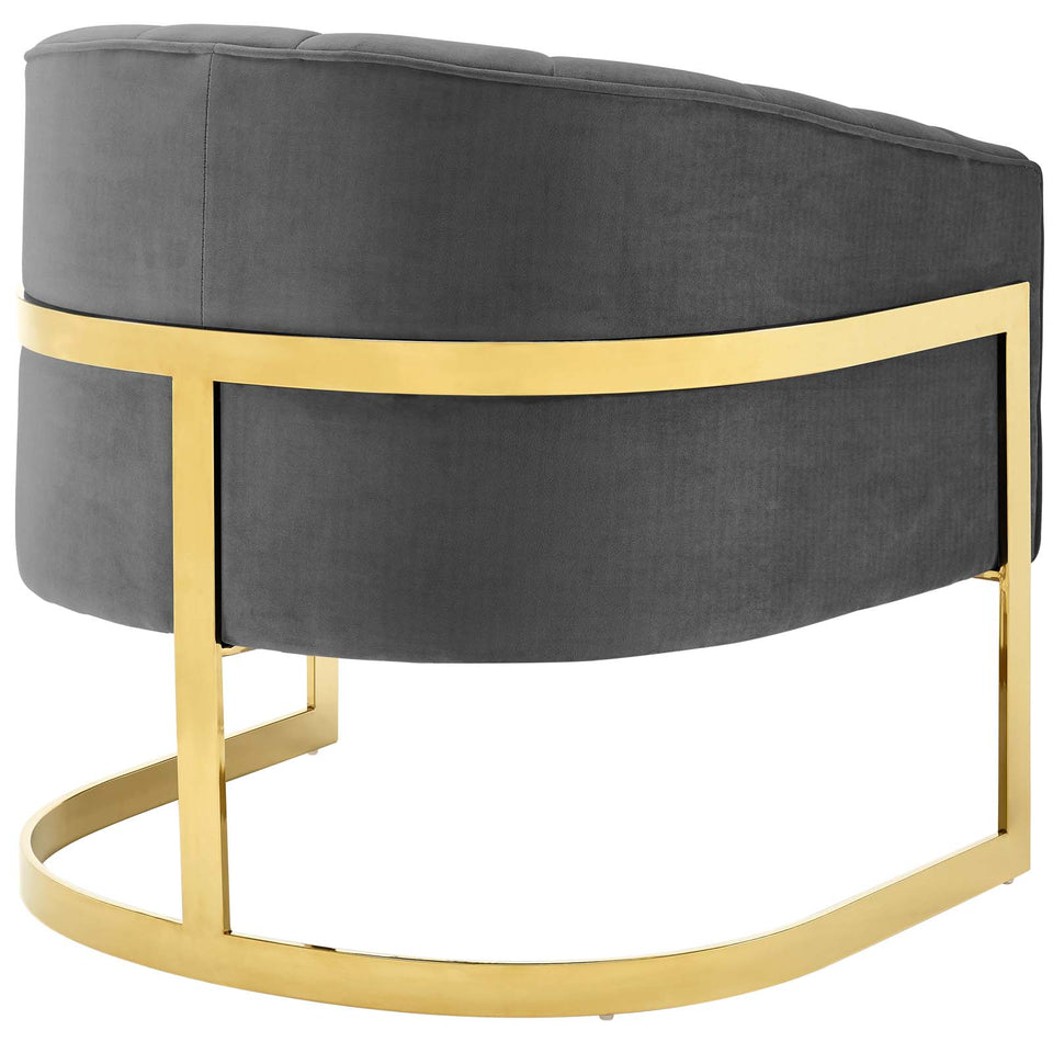 Esteem Vertical Channel Tufted Performance Velvet Accent Armchair.