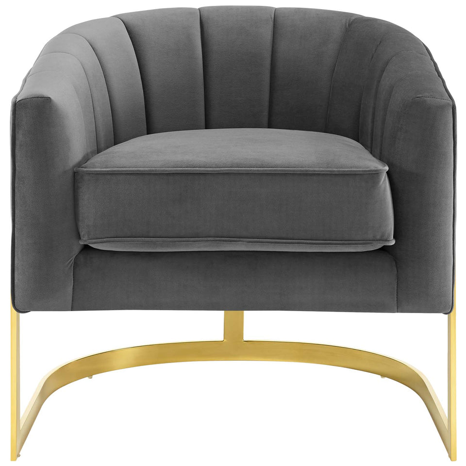 Esteem Vertical Channel Tufted Performance Velvet Accent Armchair.