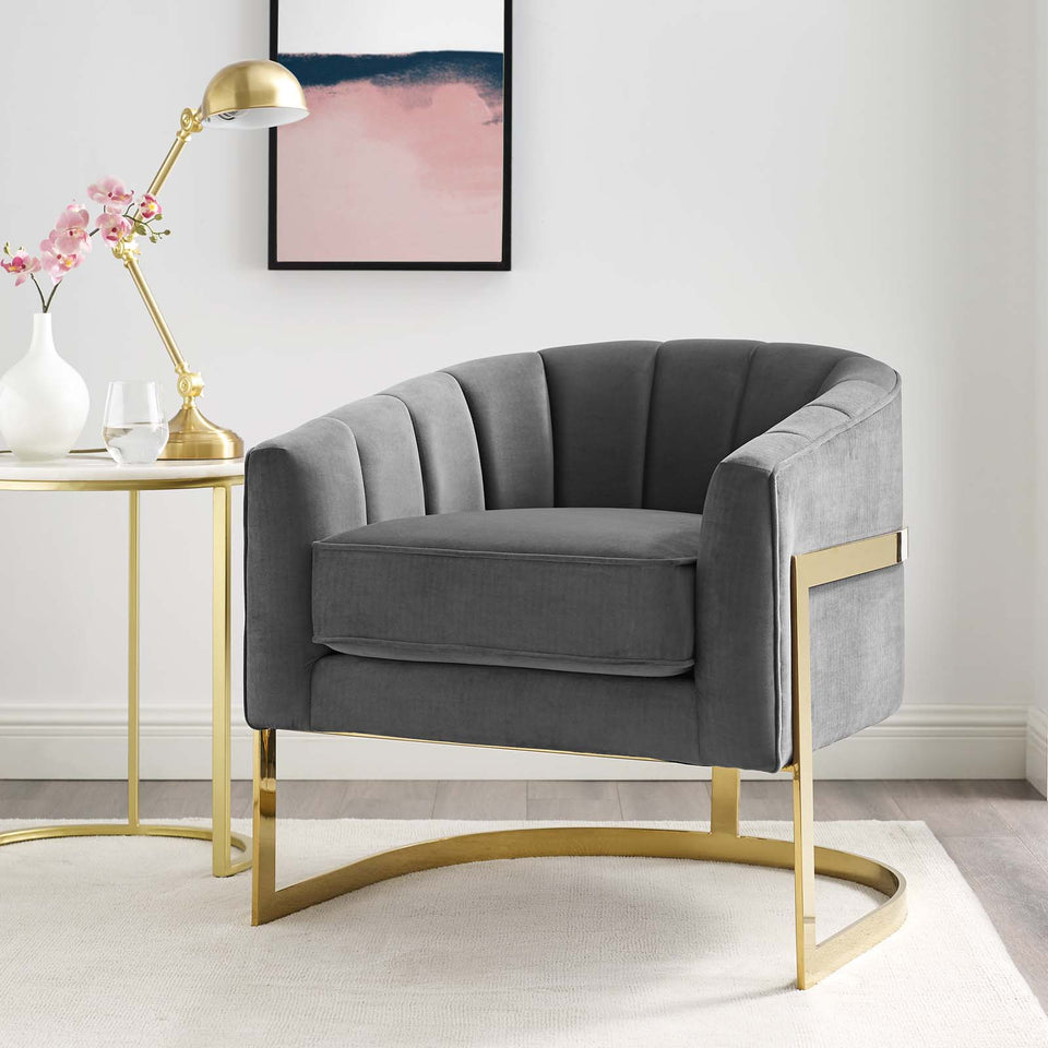 Esteem Vertical Channel Tufted Performance Velvet Accent Armchair.