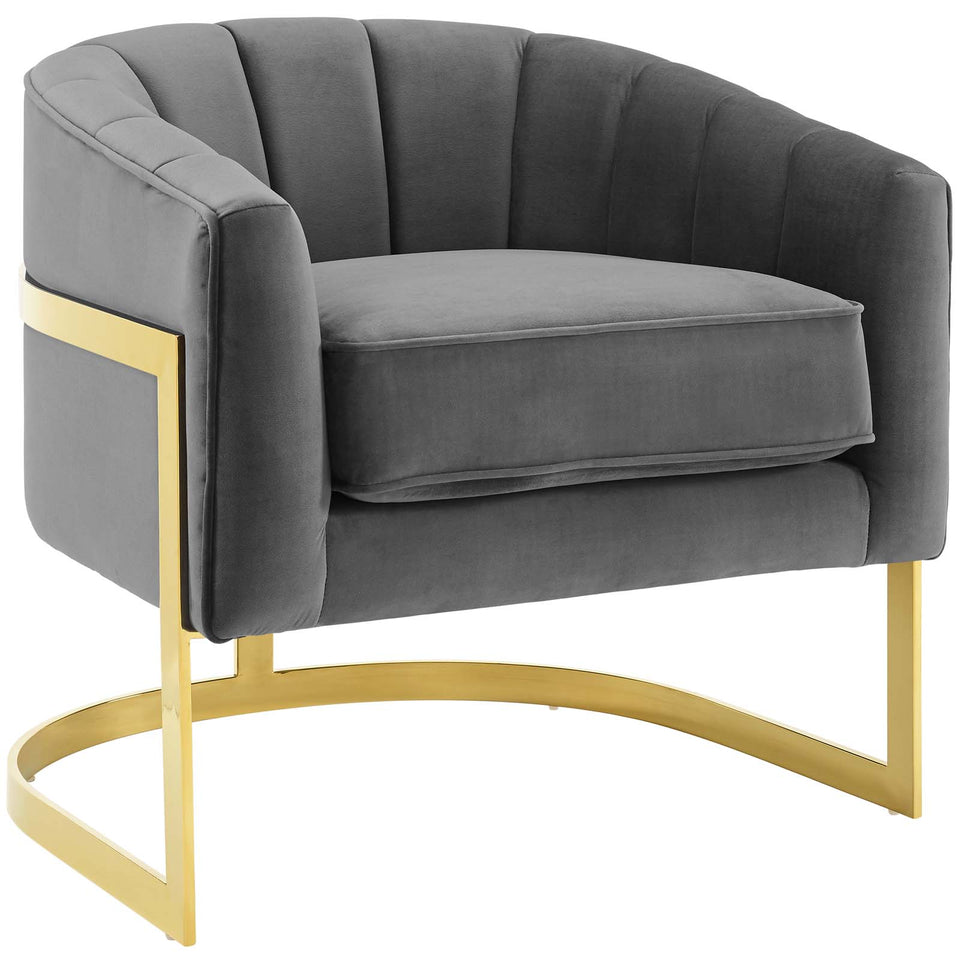Esteem Vertical Channel Tufted Performance Velvet Accent Armchair.