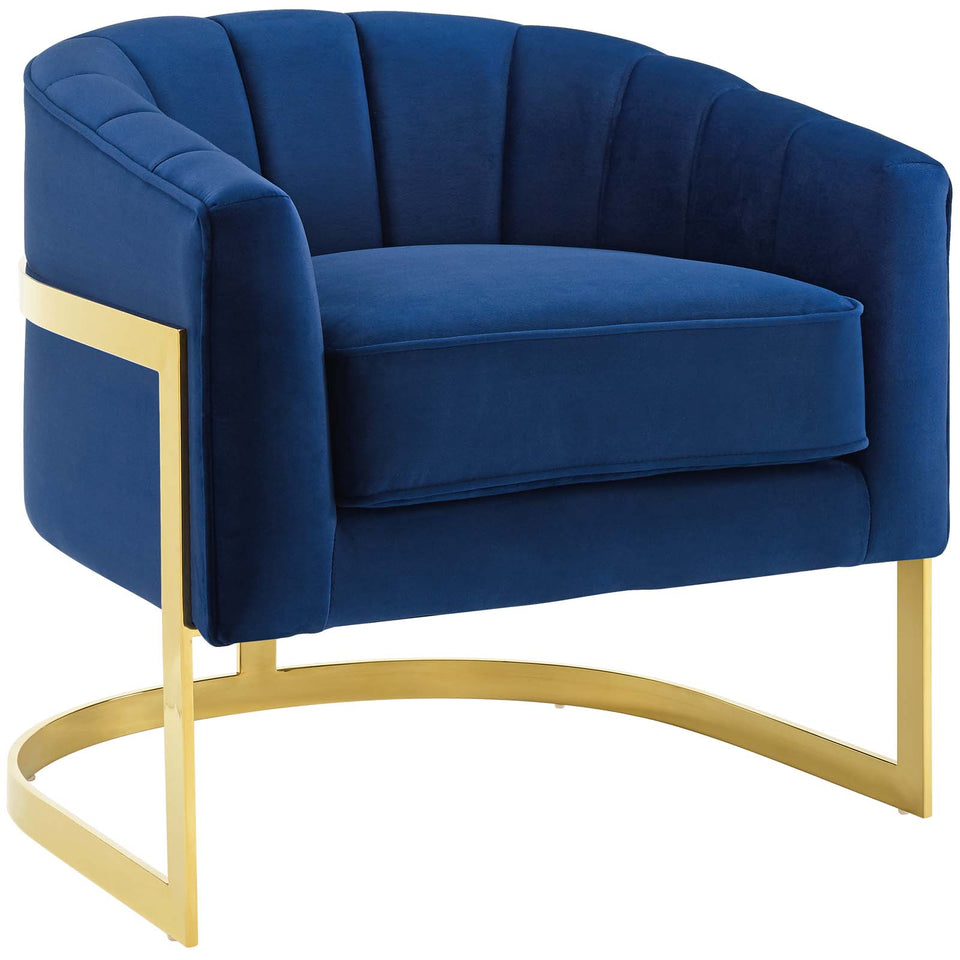 Esteem Vertical Channel Tufted Performance Velvet Accent Armchair.