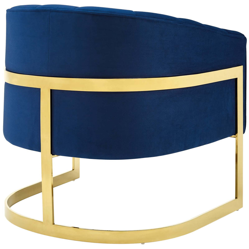 Esteem Vertical Channel Tufted Performance Velvet Accent Armchair.