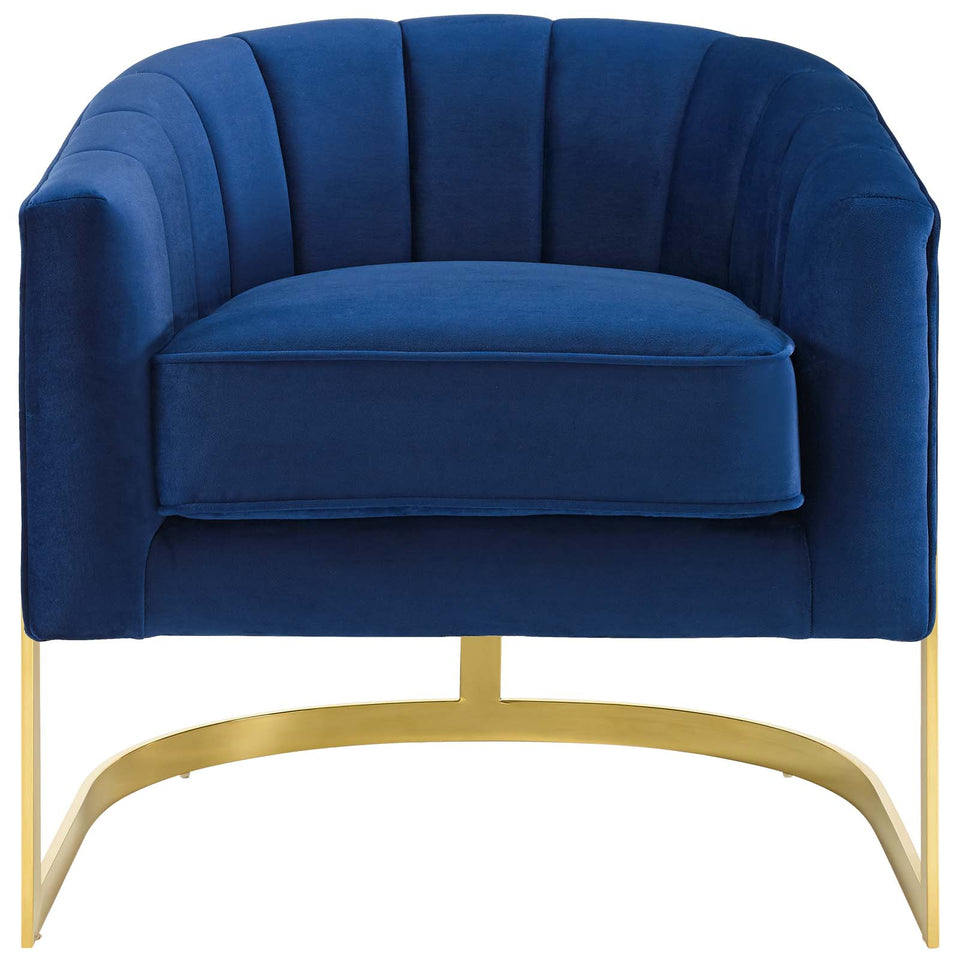 Esteem Vertical Channel Tufted Performance Velvet Accent Armchair.