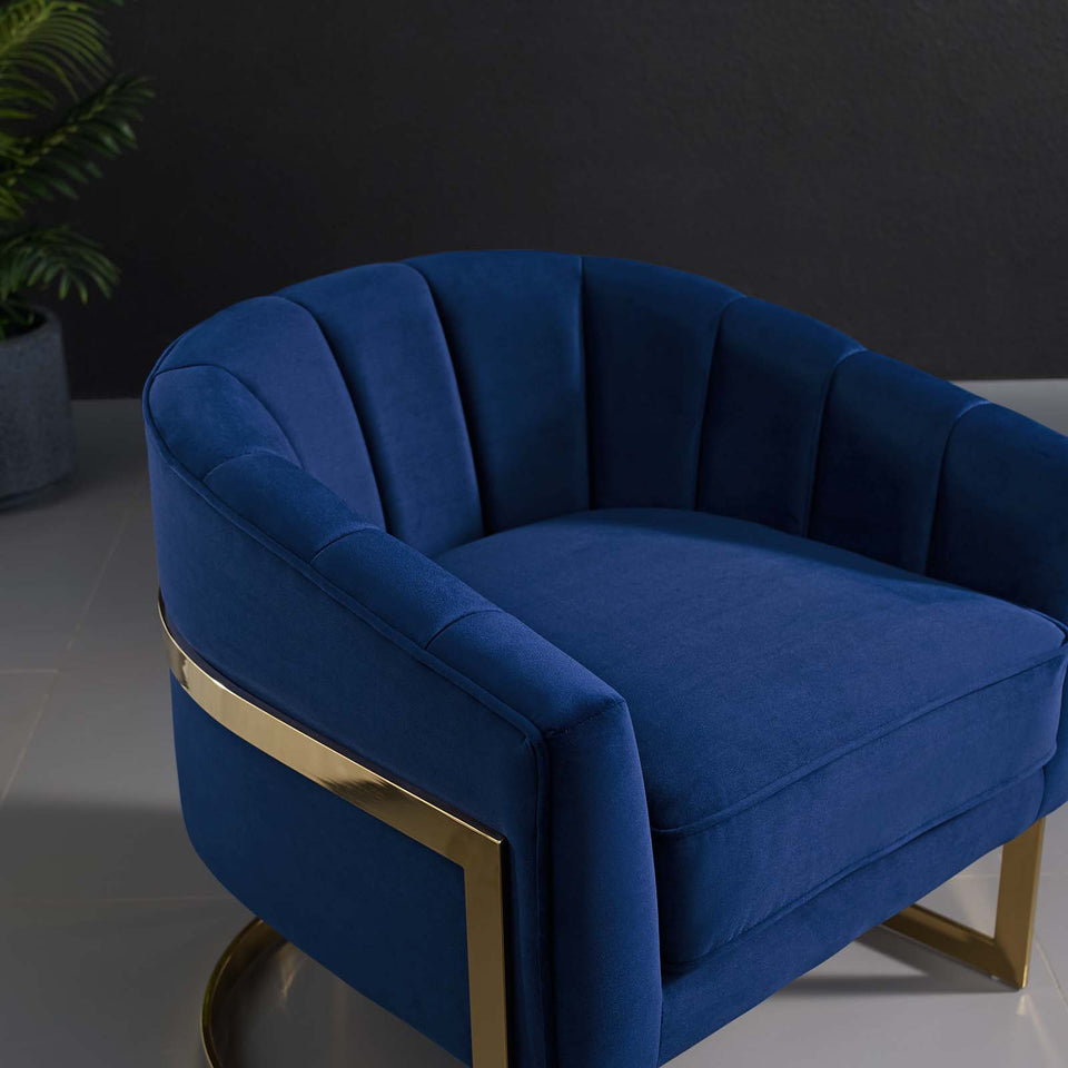 Esteem Vertical Channel Tufted Performance Velvet Accent Armchair.