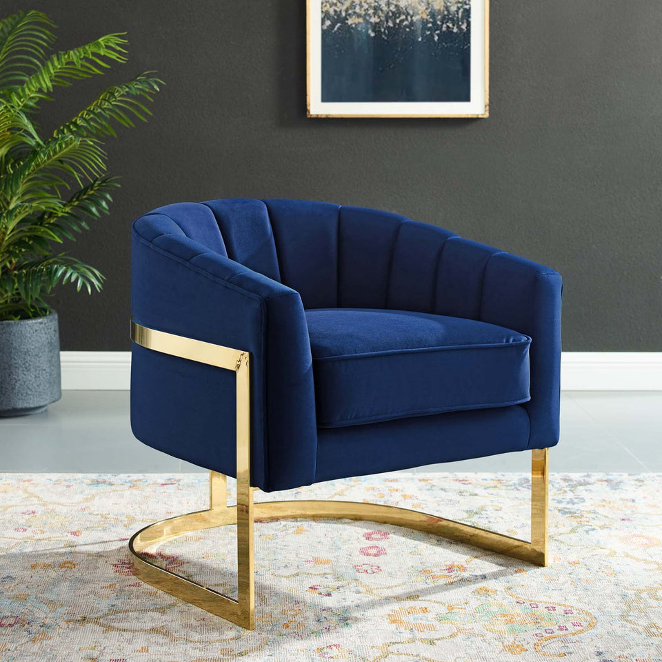 Esteem Vertical Channel Tufted Performance Velvet Accent Armchair.