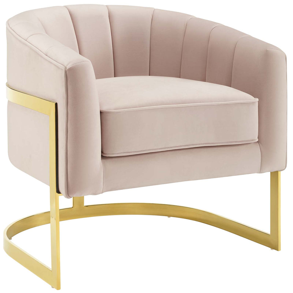 Esteem Vertical Channel Tufted Performance Velvet Accent Armchair.