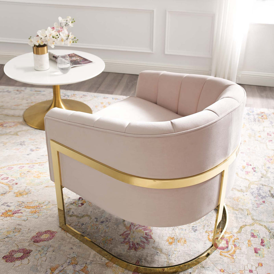 Esteem Vertical Channel Tufted Performance Velvet Accent Armchair.