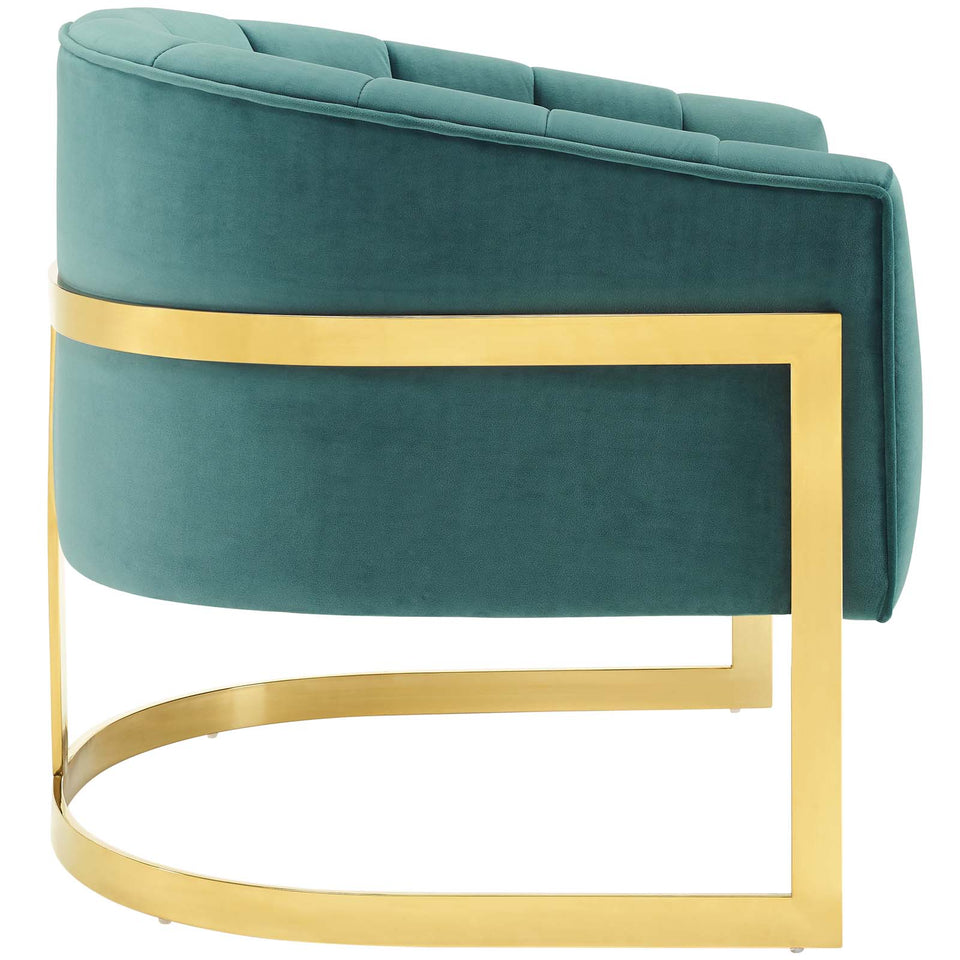 Esteem Vertical Channel Tufted Performance Velvet Accent Armchair.