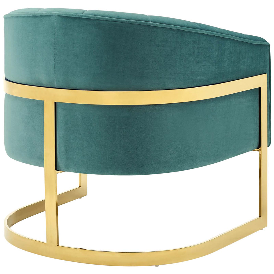 Esteem Vertical Channel Tufted Performance Velvet Accent Armchair.