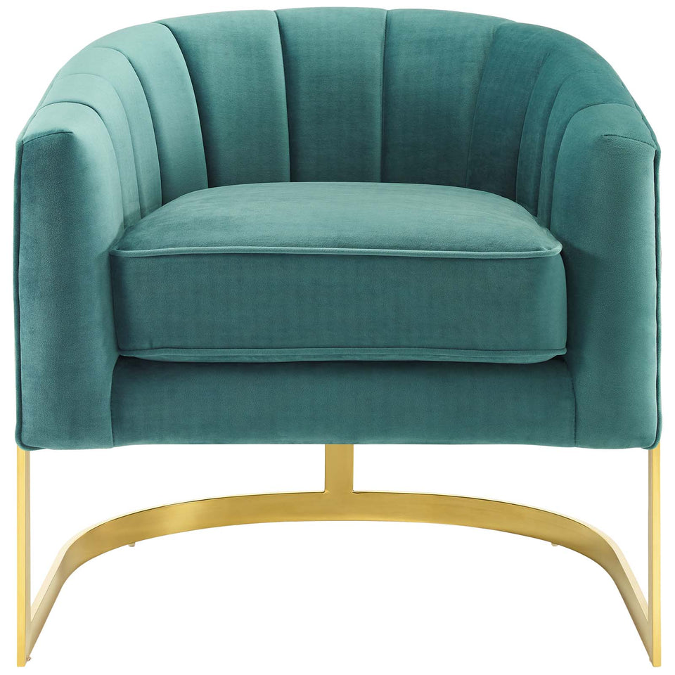 Esteem Vertical Channel Tufted Performance Velvet Accent Armchair.
