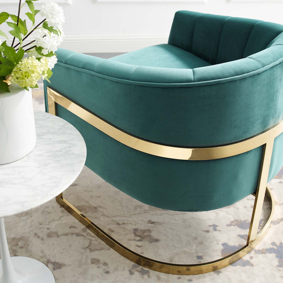 Esteem Vertical Channel Tufted Performance Velvet Accent Armchair.