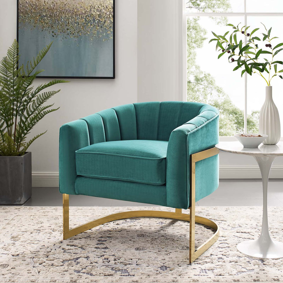 Esteem Vertical Channel Tufted Performance Velvet Accent Armchair.