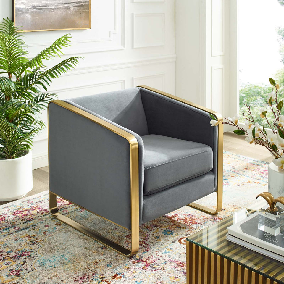 Visualize Accent Club Lounge Performance Velvet Armchair.