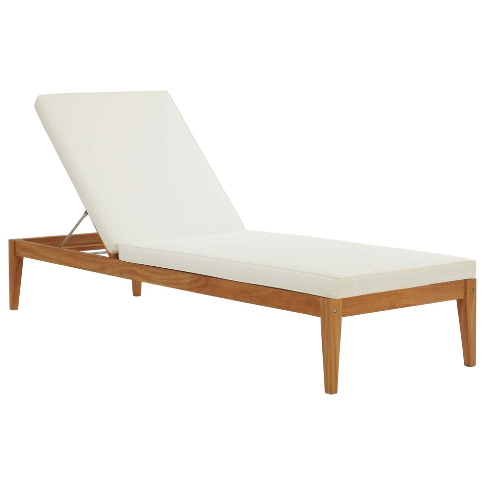 Northlake Outdoor Patio Premium Grade A Teak Wood Chaise Lounge in Natural White.