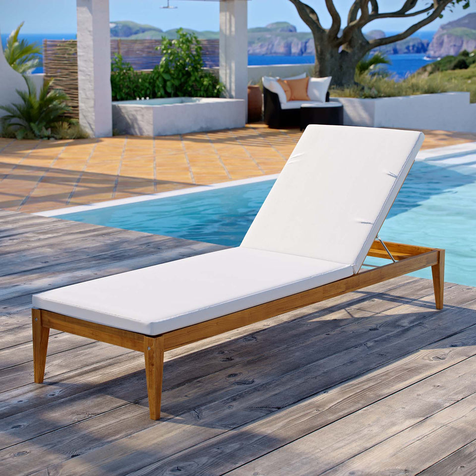Northlake Outdoor Patio Premium Grade A Teak Wood Chaise Lounge in Natural White.