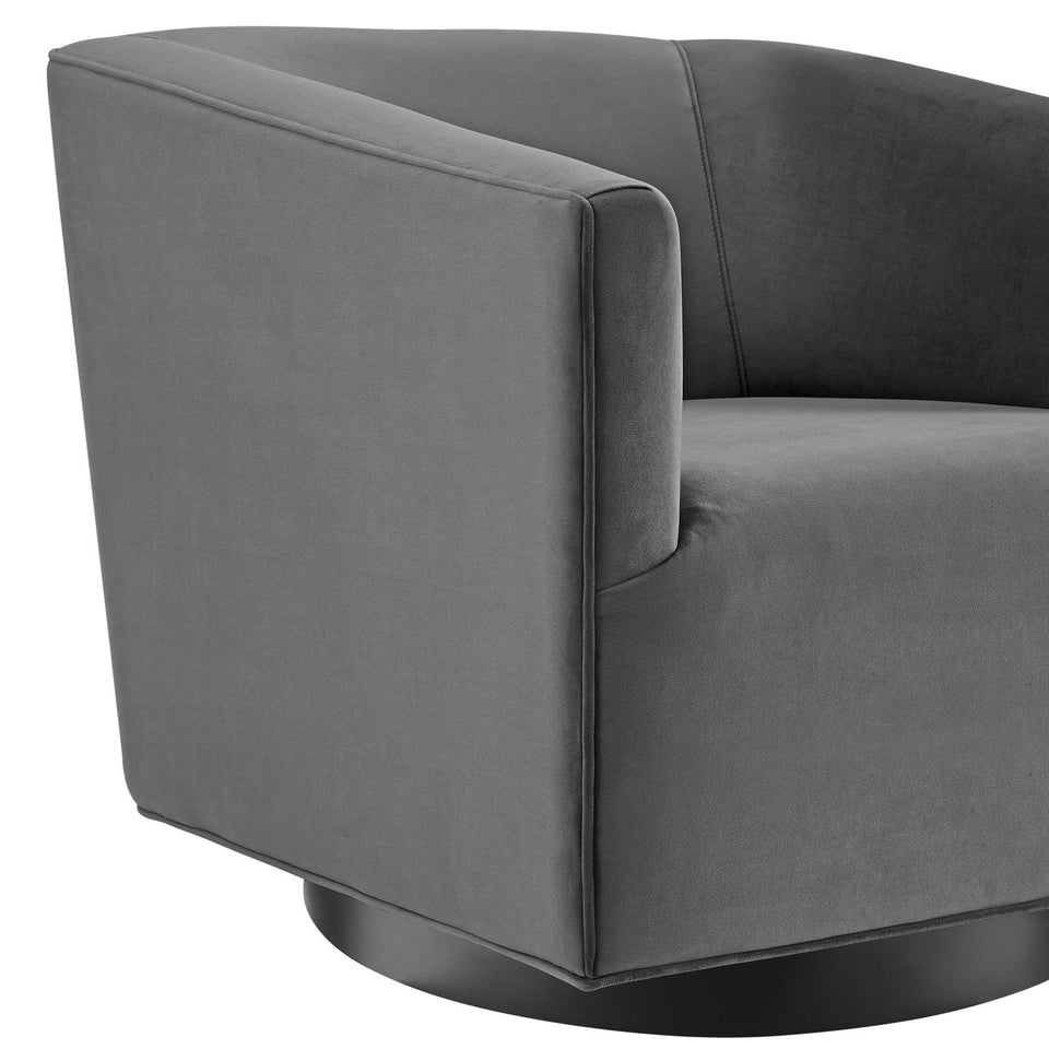Twist Accent Lounge Performance Velvet Swivel Chair.