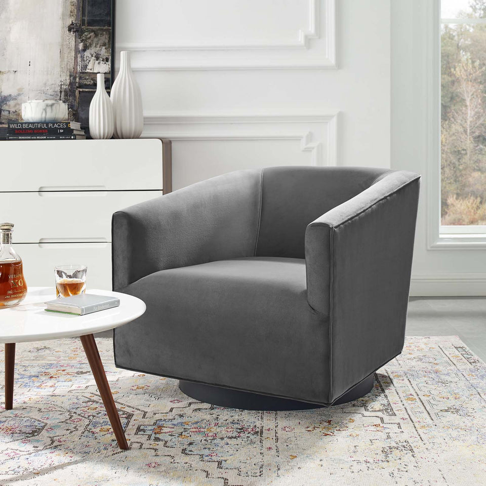 Twist Accent Lounge Performance Velvet Swivel Chair.