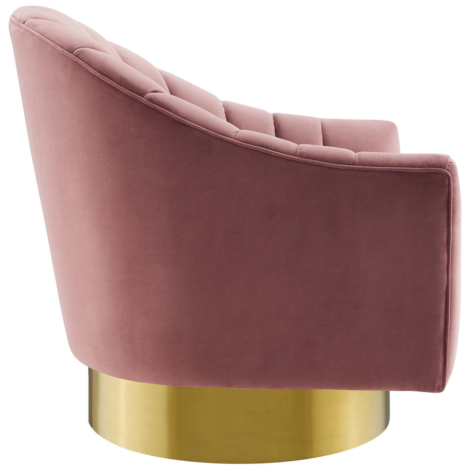Buoyant Vertical Channel Tufted Accent Lounge Performance Velvet Swivel Chair.