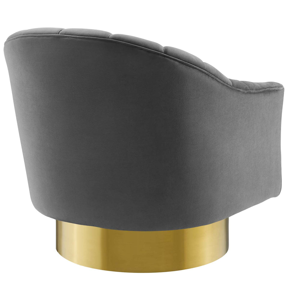 Buoyant Vertical Channel Tufted Accent Lounge Performance Velvet Swivel Chair.